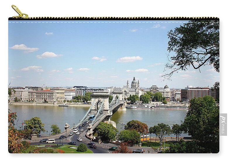 Outdoors Zip Pouch featuring the photograph The Chain Bridge, Hungary by Tom And Steve