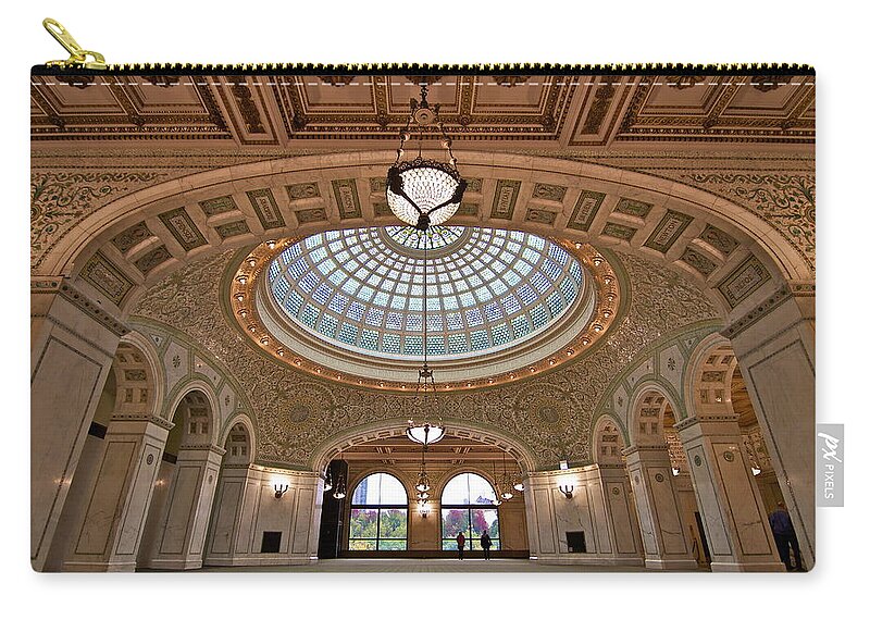 Chicago Zip Pouch featuring the photograph The Chicago Cultural Center by John Babis
