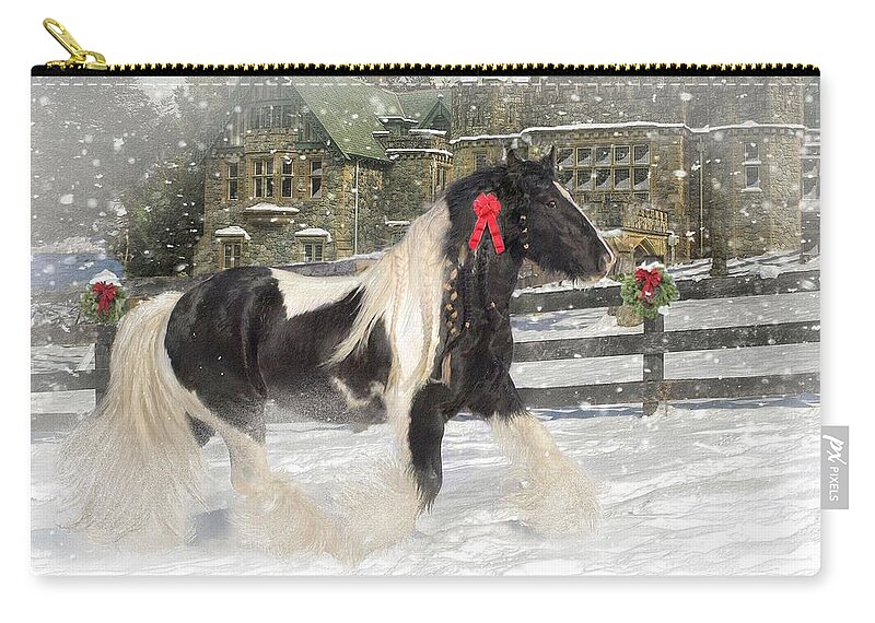Christmas Carry-all Pouch featuring the mixed media The Christmas Pony by Fran J Scott