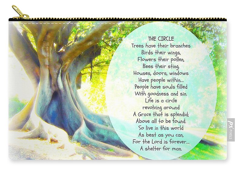 Tree Zip Pouch featuring the mixed media The Circle - Within A Border by Leanne Seymour