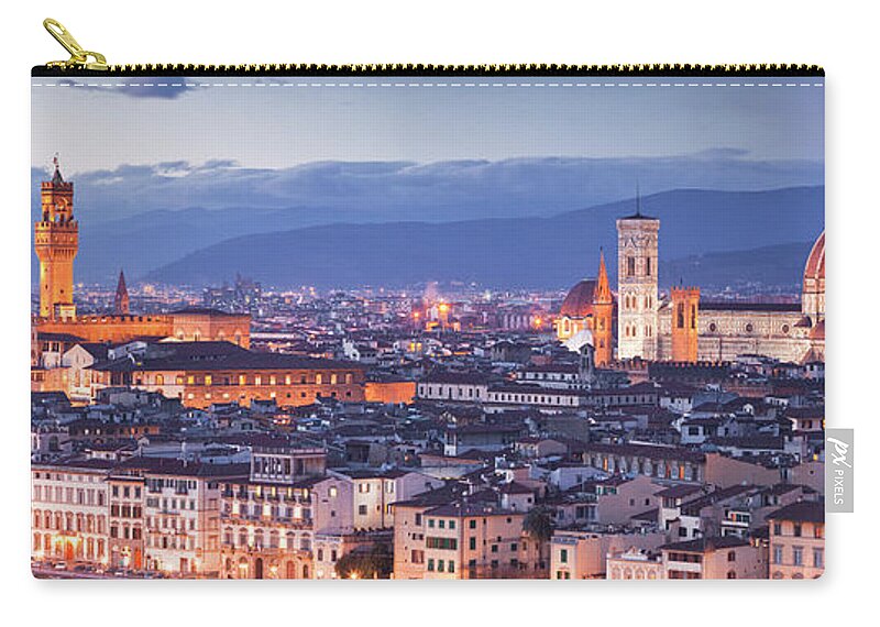 Panoramic Zip Pouch featuring the photograph The City Of Florence At Dusk by Julian Elliott Photography