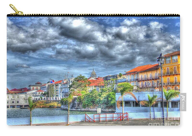 Scenic Zip Pouch featuring the photograph The Colors of Casco Viejo by Bob Hislop