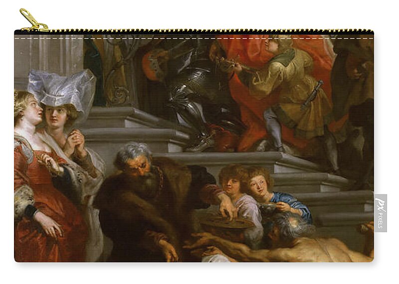 Peter Paul Rubens Zip Pouch featuring the painting The conversion of Saint Bavo by Peter Paul Rubens