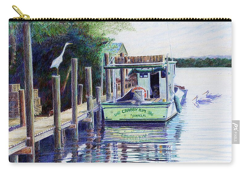 Boats Zip Pouch featuring the painting The Crabby Kim by Roger Rockefeller