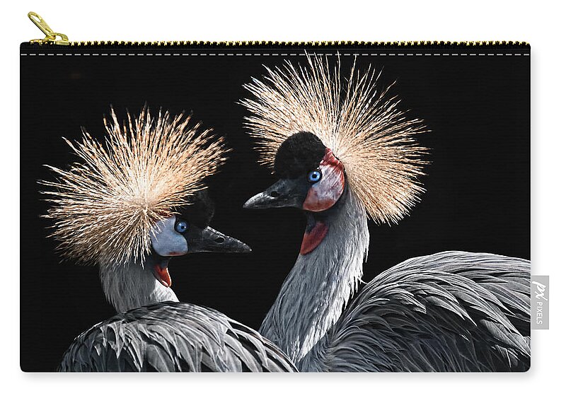 Animals Zip Pouch featuring the photograph The Crowned Cranes by Joachim G Pinkawa