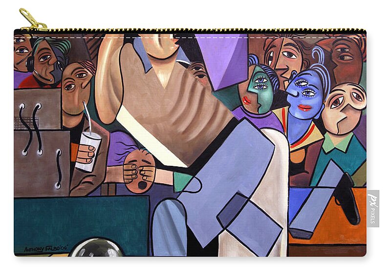 The Cubist Bowler Zip Pouch featuring the painting The Cubist Bowler by Anthony Falbo