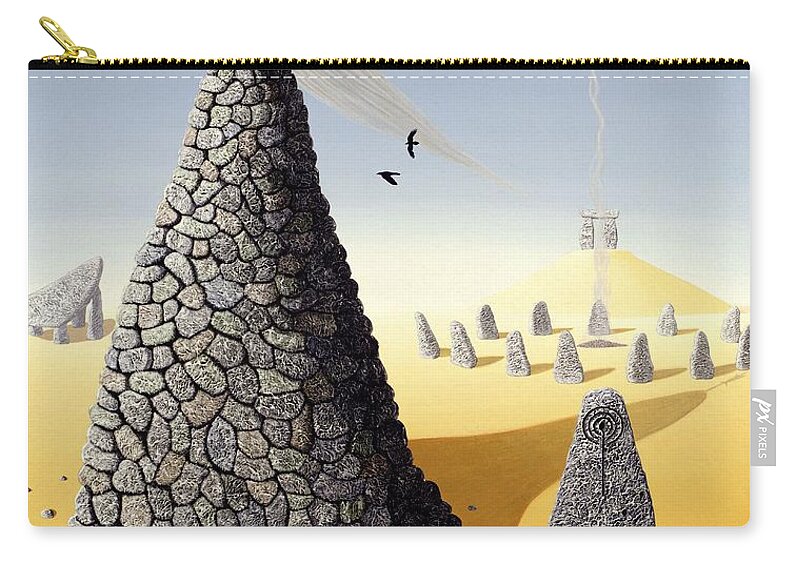 Neolithic Zip Pouch featuring the photograph The Death Of A Chief Oil On Canvas by Peter Szumowski