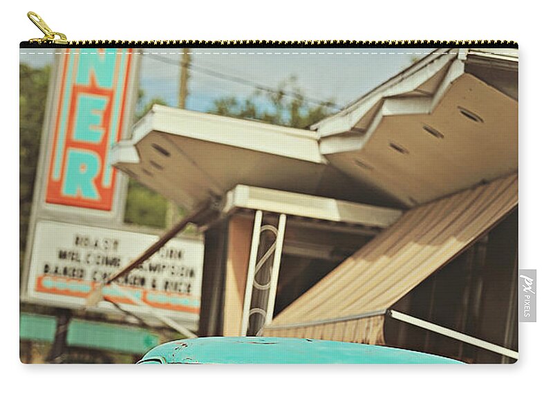 Orange Zip Pouch featuring the photograph The Diner by Carrie Ann Grippo-Pike