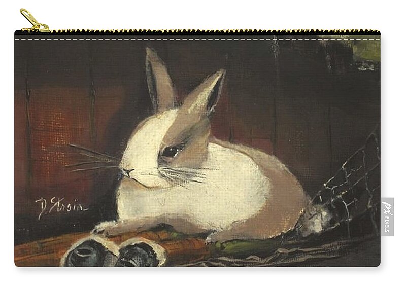 Rabbits Zip Pouch featuring the painting The Dutch Rabbit by Diane Strain