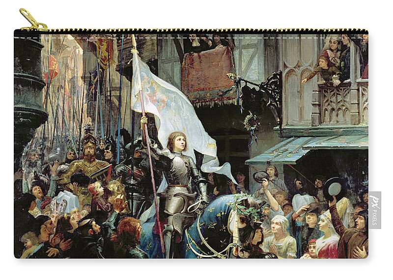 Joan Of Arc Zip Pouch featuring the painting The Entrance Of Joan Of Arc into Orleans by Jean-Jacques Scherrer