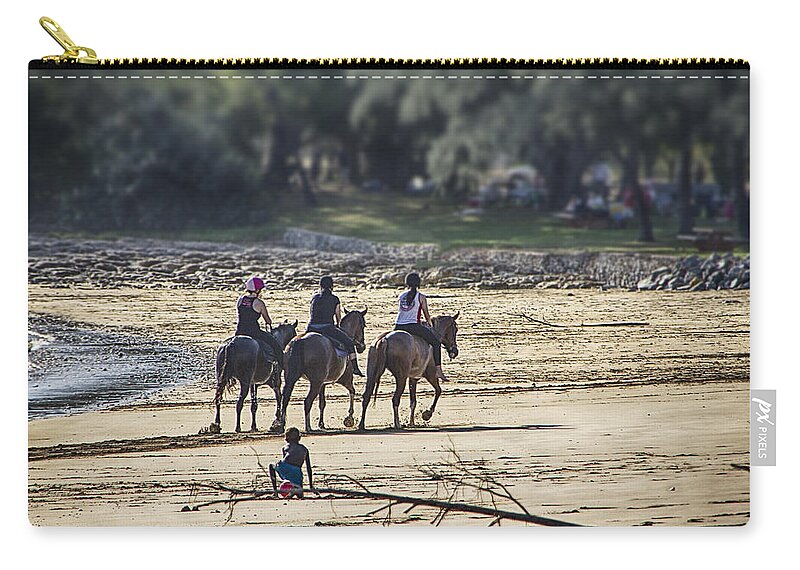 Equestrians Zip Pouch featuring the photograph The Equestrians  by Douglas Barnard