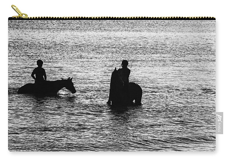Equestrian Zip Pouch featuring the photograph The Equestrians-Silhouette by Douglas Barnard