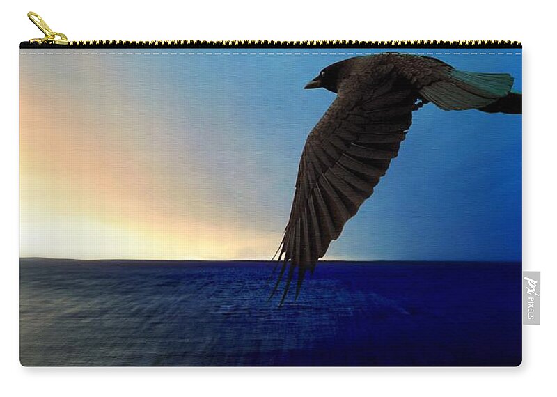 Digital Art Zip Pouch featuring the digital art Raven at Sunset by Marysue Ryan