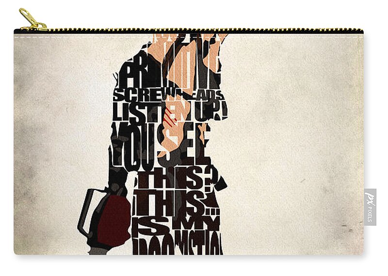 Ash Zip Pouch featuring the digital art The Evil Dead - Bruce Campbell by Inspirowl Design
