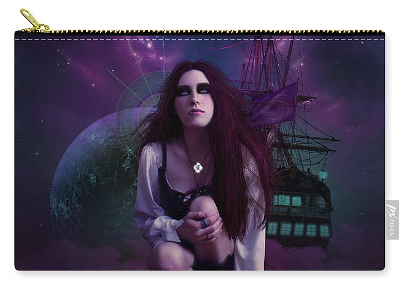 Fantasy Zip Pouch featuring the digital art The Explorer by FireFlux Studios