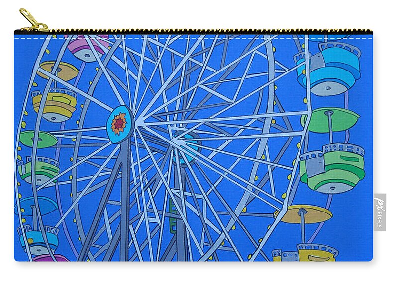 Stanko Zip Pouch featuring the painting The Ferris Wheel by Mike Stanko