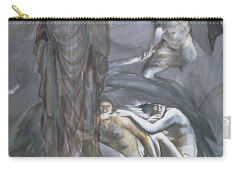 Gorgon Zip Pouch featuring the drawing The Finding Of Medusa, C.1876 by Edward Burne-Jones