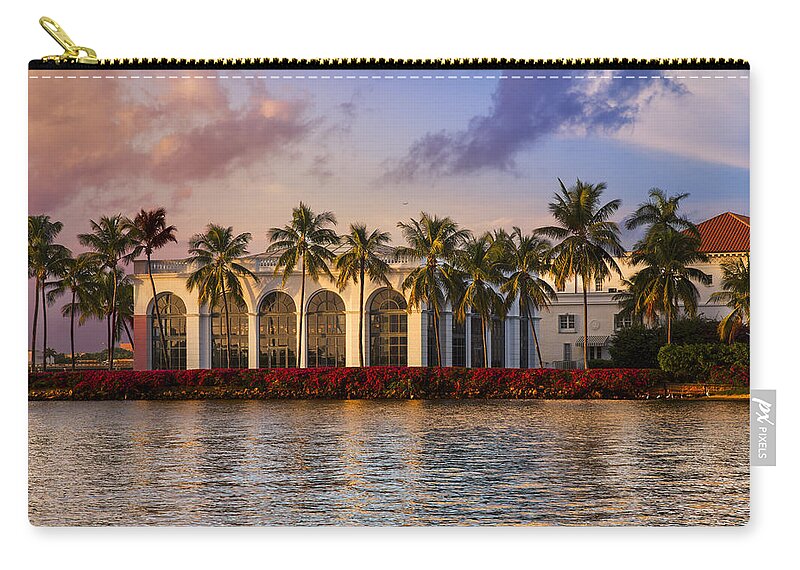 Clouds Zip Pouch featuring the photograph The Flagler Museum by Debra and Dave Vanderlaan
