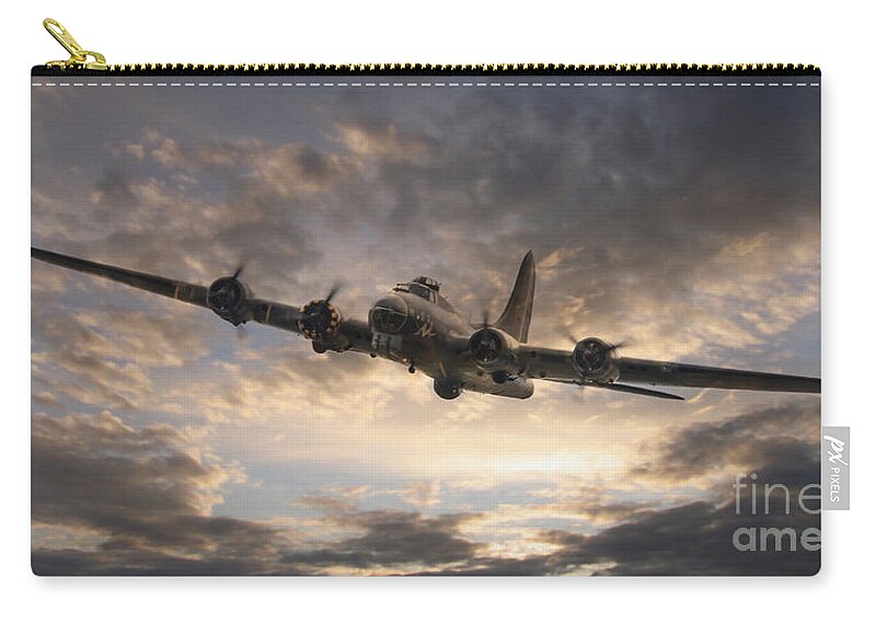 Boeing B17 Zip Pouch featuring the digital art The Flying Fortress by Airpower Art