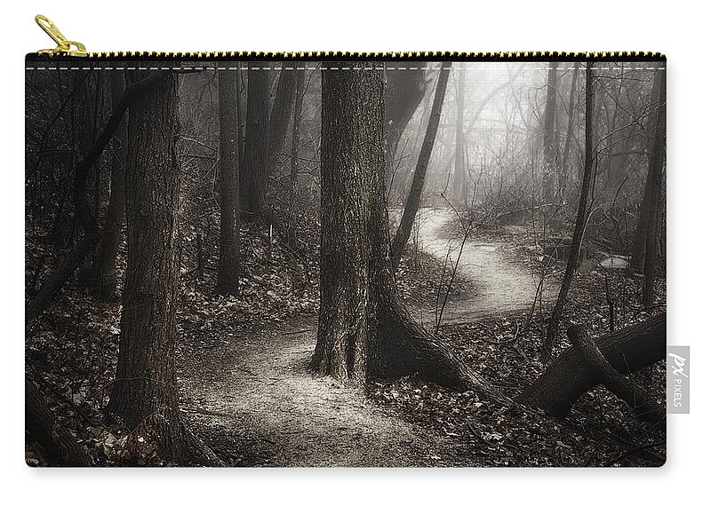 Path Zip Pouch featuring the photograph The Foggy Path by Scott Norris