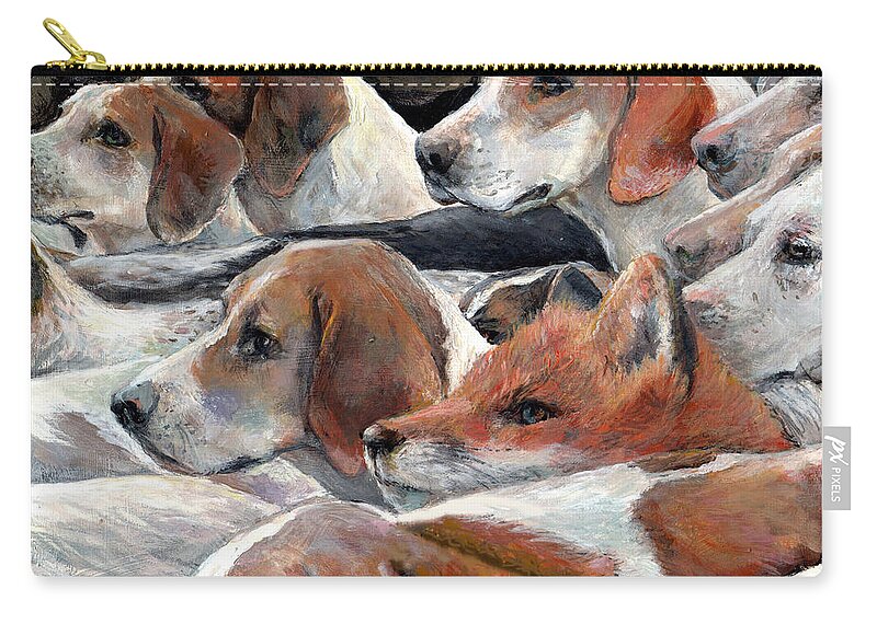 Nature Zip Pouch featuring the painting Fox Hunt by Donna Tucker