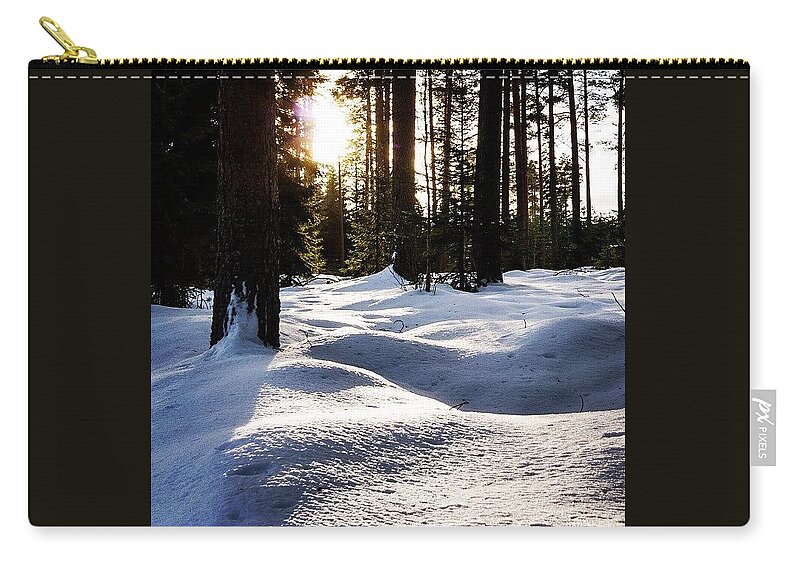  Zip Pouch featuring the photograph The Frozen Forest by Aleck Cartwright