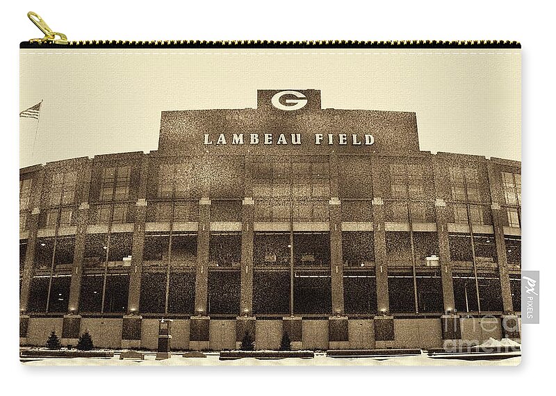 Lambeau Field Zip Pouch featuring the photograph The Frozen Tundra by Tommy Anderson