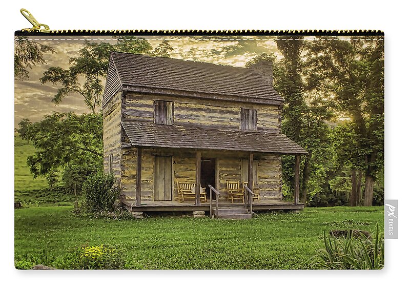 Log Cabin Zip Pouch featuring the photograph The Golden Hour by Heather Applegate