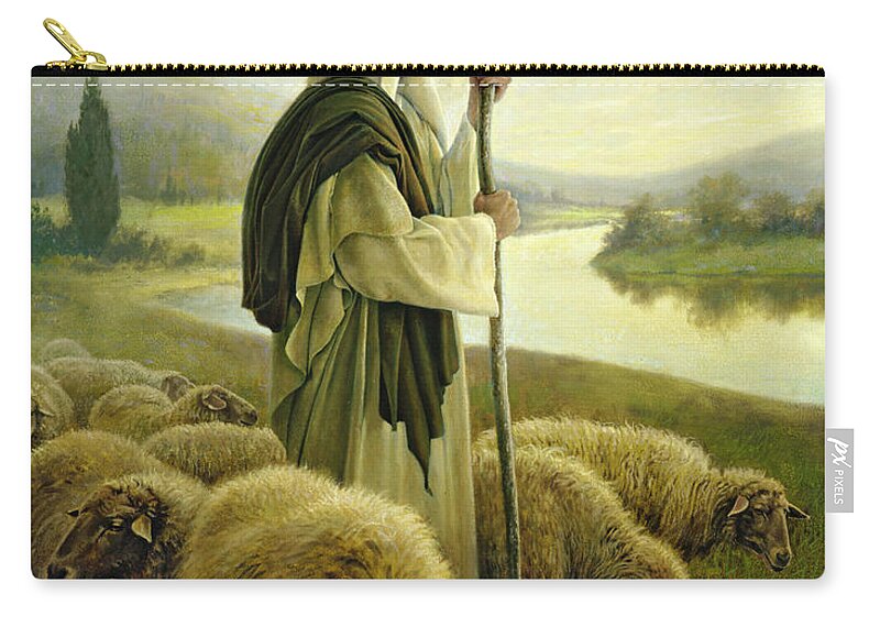 Jesus Zip Pouch featuring the painting The Good Shepherd by Greg Olsen