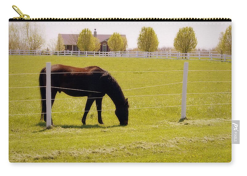 Horse Zip Pouch featuring the photograph The Grass is Greener by Cricket Hackmann