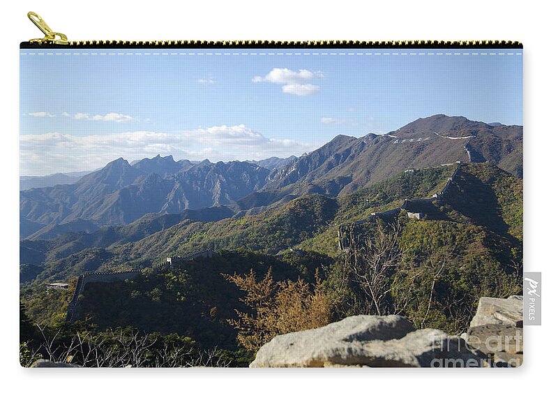 Unmaintained Watchtower On The Great Wall Zip Pouch featuring the photograph The Great Wall 861 by Terri Winkler