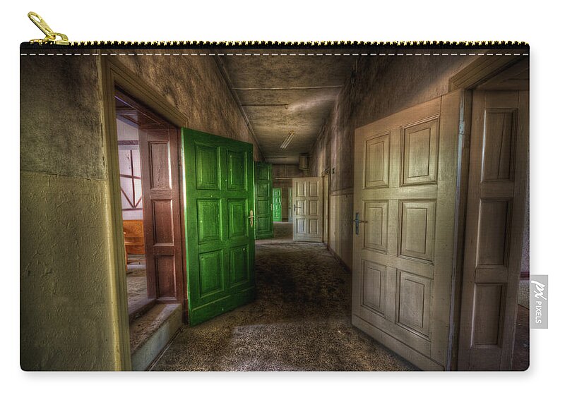 Forgotten Zip Pouch featuring the digital art The Green Door by Nathan Wright
