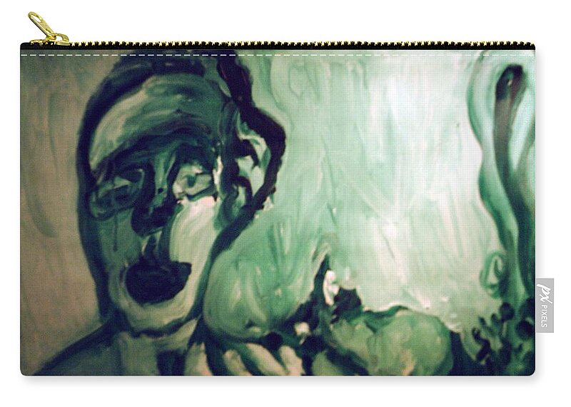 Green Zip Pouch featuring the painting The Green Queen by Shea Holliman