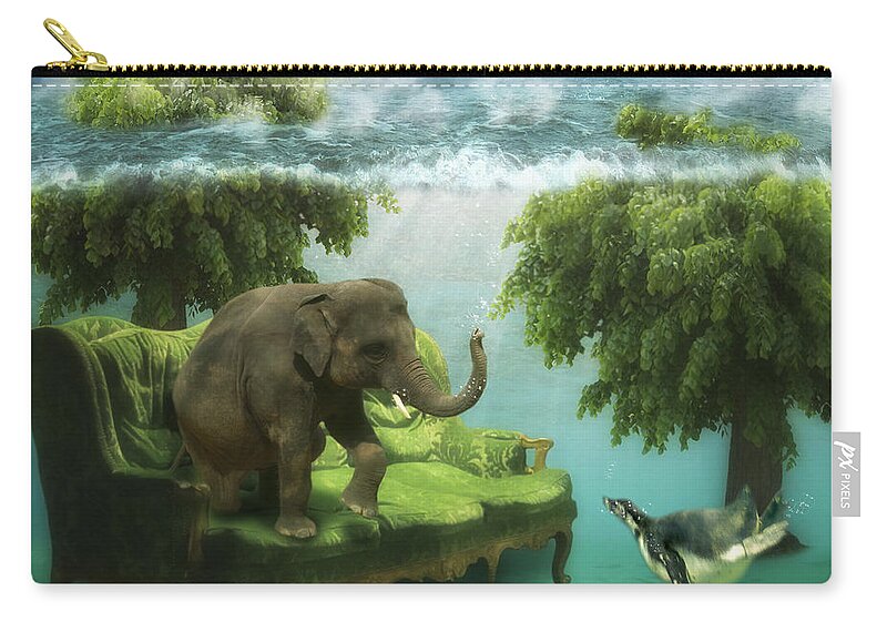 Animal Zip Pouch featuring the photograph The green room by Martine Roch