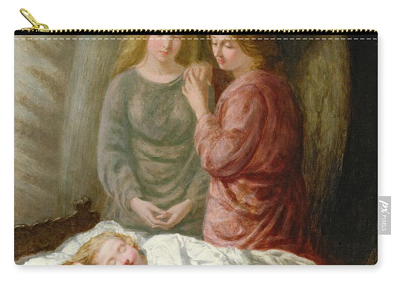 Sleeping Children; Benediction; Twins Zip Pouch featuring the painting The Guardian Angels by Joshua Hargrave Sams Mann