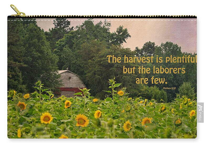 Sunflower Field Zip Pouch featuring the photograph The Harvest Is Plentiful by Sandi OReilly