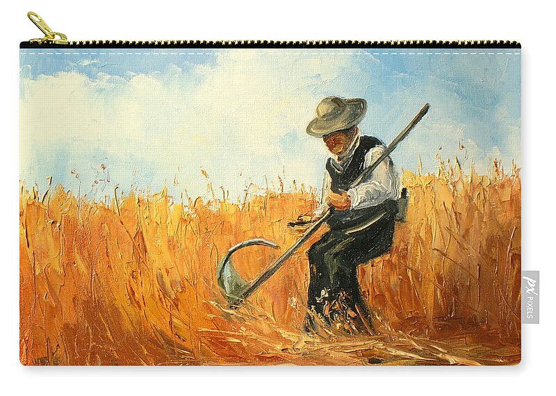 Harvest Zip Pouch featuring the painting The Harvester by Luke Karcz