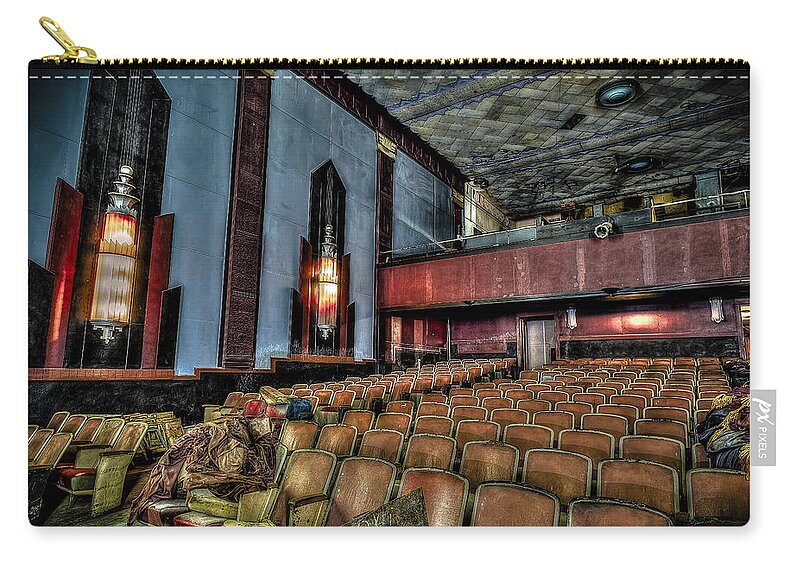 Cole Theater Zip Pouch featuring the photograph The Haunted Cole Theater by David Morefield