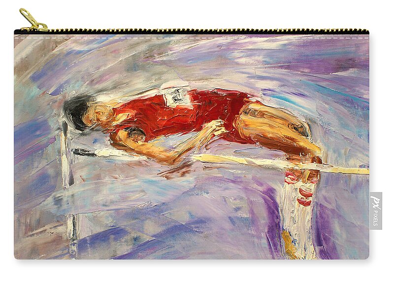 High Jump Zip Pouch featuring the painting The high jump by Luke Karcz