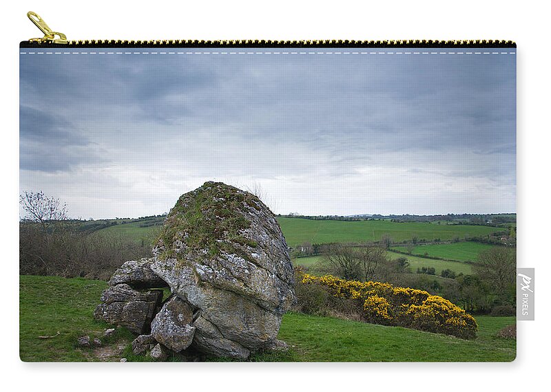 Cat Stone Zip Pouch featuring the photograph The Hill of Uisneach by Ian Middleton