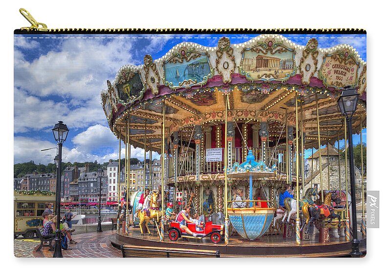 France Zip Pouch featuring the photograph The Honfleur Carousel by Tim Stanley