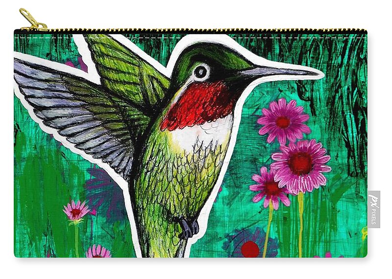 Hummingbird Zip Pouch featuring the painting The Hummingbird by Genevieve Esson
