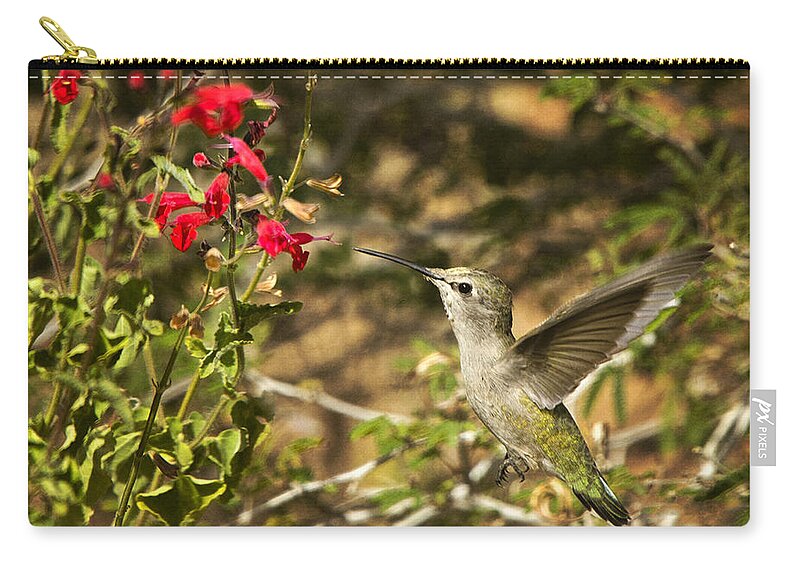 Hummingbird Zip Pouch featuring the photograph The Hummingbird Hover by Saija Lehtonen