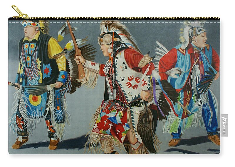 Native American Zip Pouch featuring the painting The Hunt by Jill Ciccone Pike