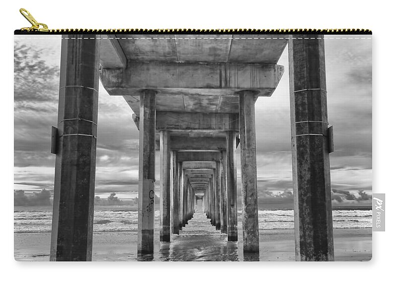 Sunset Zip Pouch featuring the photograph The Iconic Scripps Pier by Larry Marshall