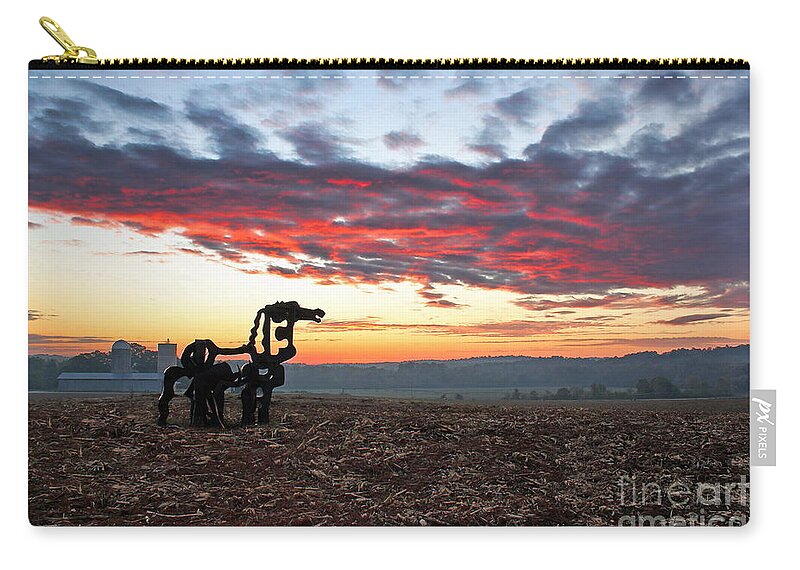 Reid Callaway The Overlook Zip Pouch featuring the photograph The Iron Horse Early Dawn The Iron Horse Collection Art by Reid Callaway