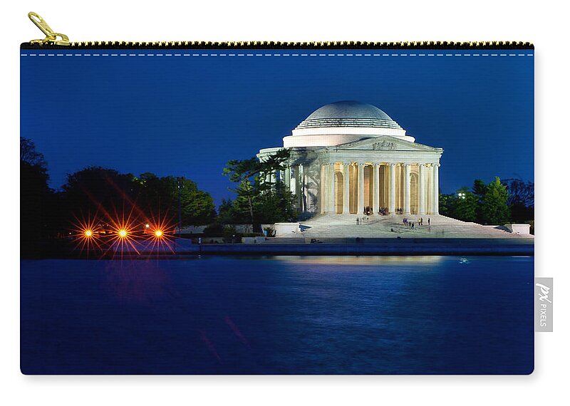 America Zip Pouch featuring the photograph The Jefferson Memorial at the Blue Hour of Twilight by Mitchell R Grosky