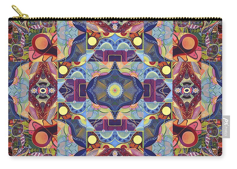 Abstract Zip Pouch featuring the mixed media The Joy of Design Mandala Series Puzzle 1 Arrangement 1 by Helena Tiainen