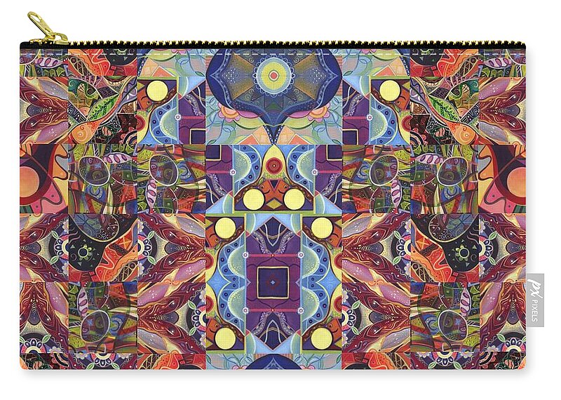 Abstract Zip Pouch featuring the digital art The Joy of Design Mandala Series Puzzle 1 Arrangement 7 by Helena Tiainen