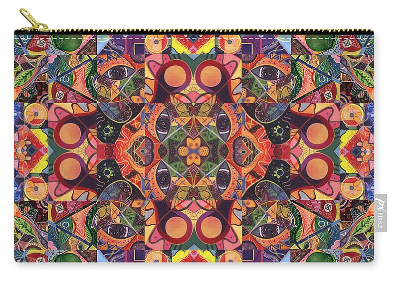 Abstract Zip Pouch featuring the digital art The Joy of Design Mandala Series Puzzle 2 Arrangement 7 by Helena Tiainen